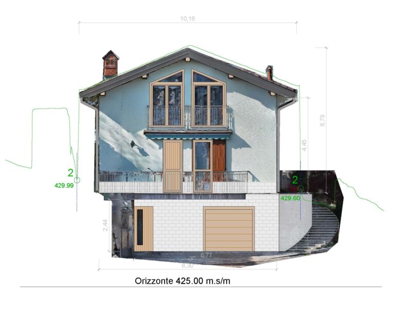 Ridisegno cad e ortomosaico facciata