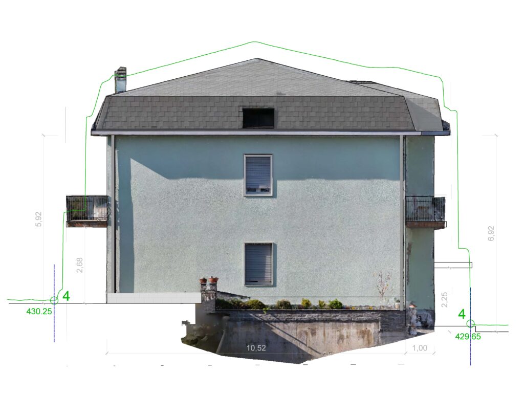Ridisegno prospetto cad e ortofoto